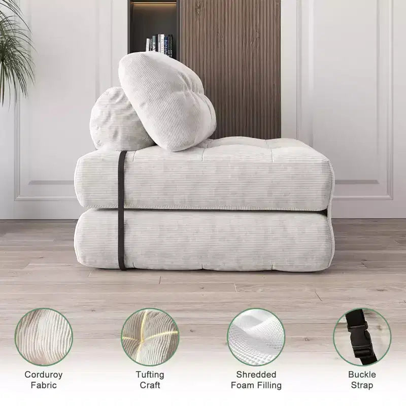 Canapé-lit pliant, Canapé-lit futon, Canapé pliant au sol pour salon, Chaise longue convertible avec oreiller matelas pliable dossier.