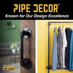 Pipe Decor Portant mural de 24 po avec tablette en bois, noir Boulder