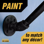 Pipe Decor Portant mural de 24 po avec tablette en bois, noir Boulder