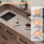 Meuble de rangement, commode 8 tiroirs avec lumières LED et station de charge, commode en bois, espace ouvert, entrée, organiseur de rangement pour salon