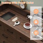 Meuble de rangement, commode 8 tiroirs avec lumières LED et station de charge, commode en bois, espace ouvert, entrée, organiseur de rangement pour salon