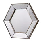 MAYEERTY Miroir Mural Hexagonal 21 x 18 avec Finition Argentée, Miroir Décoratif pour Salon, Entrée, Chambre à Coucher