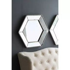 MAYEERTY Miroir Mural Hexagonal 21 x 18 avec Finition Argentée, Miroir Décoratif pour Salon, Entrée, Chambre à Coucher