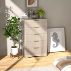 Commode haute en bois à 5 tiroirs, tiroirs coulissants lisses, grand espace de rangement, armoire de rangement moderne pour chambre ou couloir