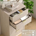 Commode haute en bois à 5 tiroirs, tiroirs coulissants lisses, grand espace de rangement, armoire de rangement moderne pour chambre ou couloir