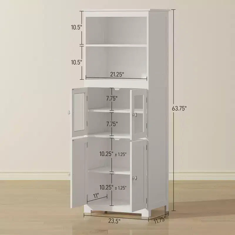 Petit buffet avec huche de 160 cm, garde-manger de cuisine à 4 portes, armoire de rangement autoportante avec étagère réglable pour salle à manger, salon