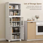 Petit buffet avec huche de 160 cm, garde-manger de cuisine à 4 portes, armoire de rangement autoportante avec étagère réglable pour salle à manger, salon