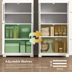 Petit buffet avec huche de 160 cm, garde-manger de cuisine à 4 portes, armoire de rangement autoportante avec étagère réglable pour salle à manger, salon