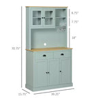 71 Garde-manger autoportant, buffet de cuisine avec huche, meuble de rangement moderne, meuble à micro-ondes avec tiroirs, portes en verre et étagères réglables