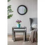 MAYEERTY 23.5 Circle Wall Mirror with Wooden Black Frame, Antique Classic Decor Mirror for Living Room, Foyer, Bathroom, Office