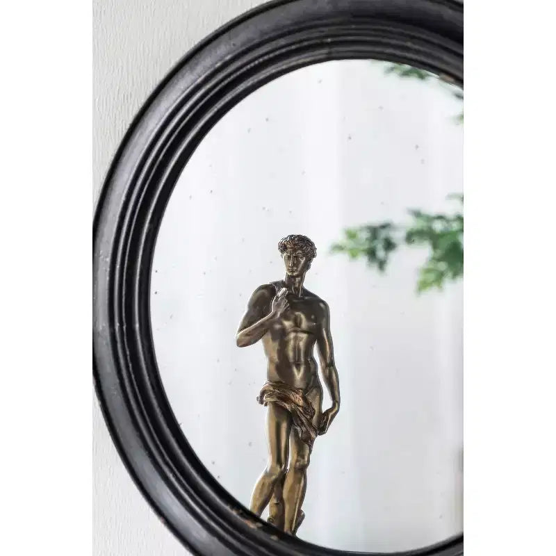 MAYEERTY 23.5 Miroir Mural Rond avec Cadre en Bois Noir, Miroir Décoratif Classique Antique pour Salon, Foyer, Salle de Bain, Bureau
