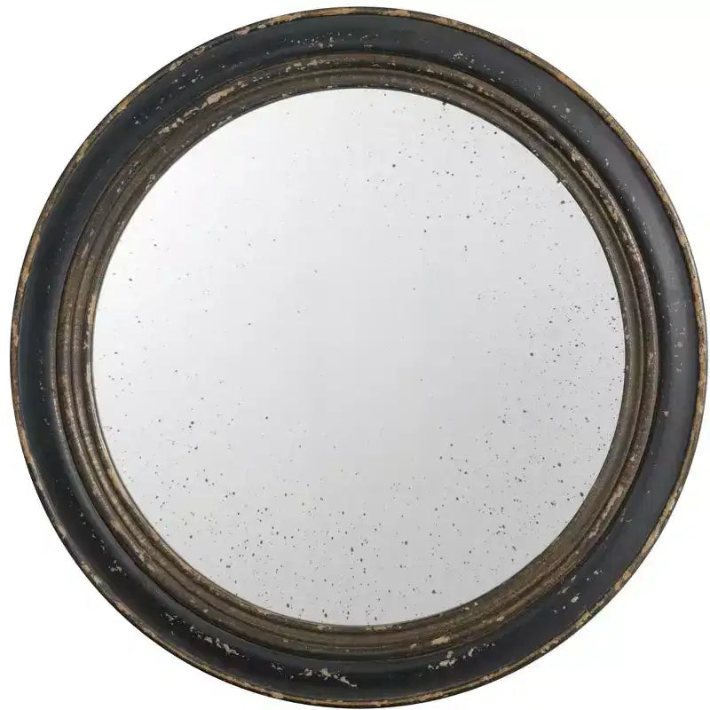 MAYEERTY 23.5 Miroir Mural Rond avec Cadre en Bois Noir, Miroir Décoratif Classique Antique pour Salon, Foyer, Salle de Bain, Bureau
