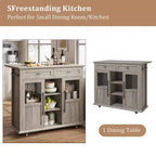 Tiroir de rangement, meuble de rangement de cuisine pliable et amovible avec plateau rabattable - 2 portes vitrées, étagère à épices, porte-serviettes pour salon, cuisine