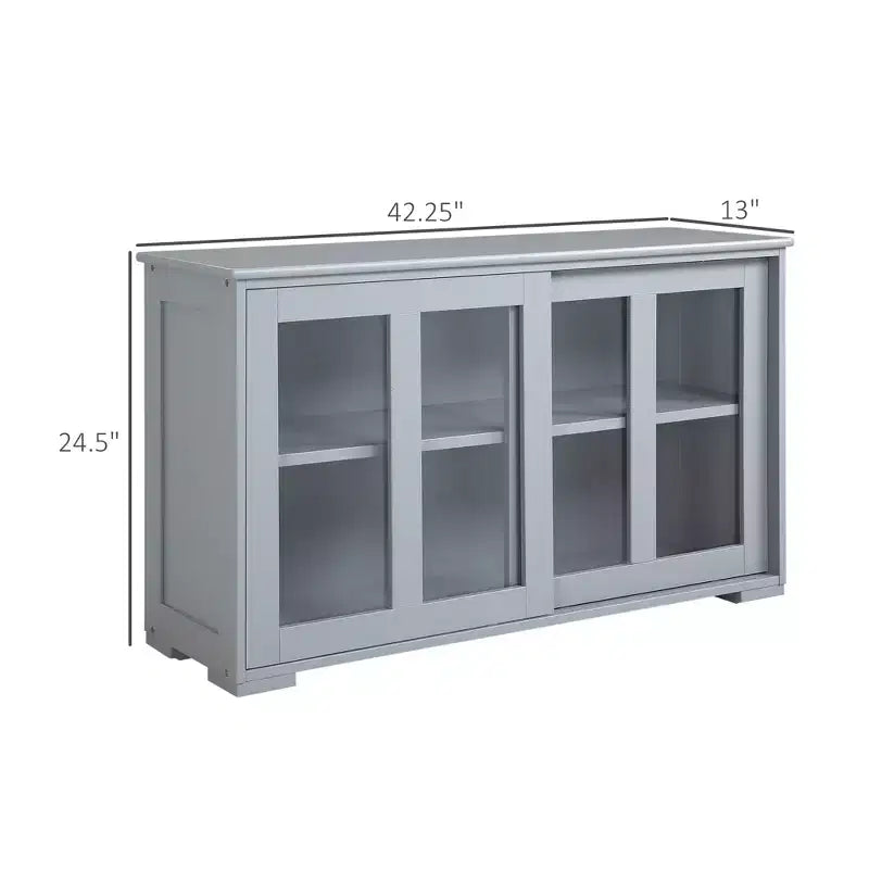 Buffet bahut, meuble de bar empilable avec porte coulissante en verre et étagère réglable