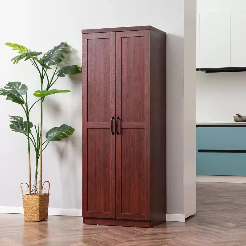 Garde-manger de cuisine 2 portes de 160 cm, meuble de rangement autoportant avec 5 étagères et 2 étagères réglables pour salle à manger