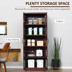 Garde-manger de cuisine 2 portes de 160 cm, meuble de rangement autoportant avec 5 étagères et 2 étagères réglables pour salle à manger