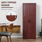 Garde-manger de cuisine 2 portes de 160 cm, meuble de rangement autoportant avec 5 étagères et 2 étagères réglables pour salle à manger