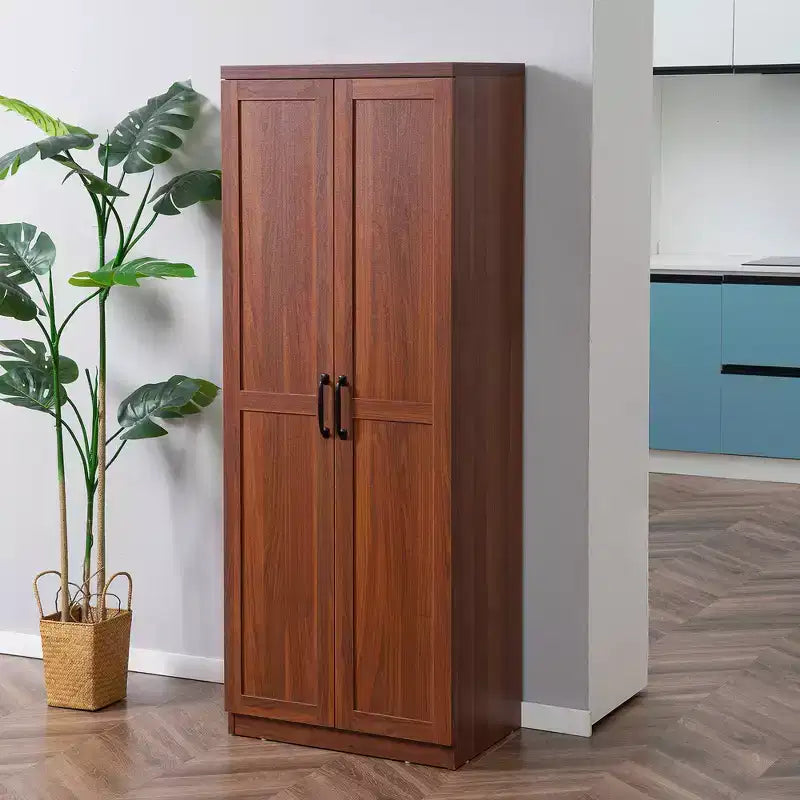 Garde-manger de cuisine 2 portes de 160 cm, meuble de rangement autoportant avec 5 étagères et 2 étagères réglables pour salle à manger