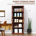 Garde-manger de cuisine 2 portes de 160 cm, meuble de rangement autoportant avec 5 étagères et 2 étagères réglables pour salle à manger