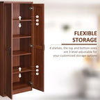 Garde-manger de cuisine 2 portes de 160 cm, meuble de rangement autoportant avec 5 étagères et 2 étagères réglables pour salle à manger