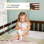 Lit mi-hauteur JOYMOR pour enfant, taille double, avec escaliers, en bois de pin, pas besoin de sommier, couleur expresso