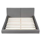 Lit Plateforme Queen Size en Velours Whisen avec Base Rembourrée et Cadre Solide, Montage Facile