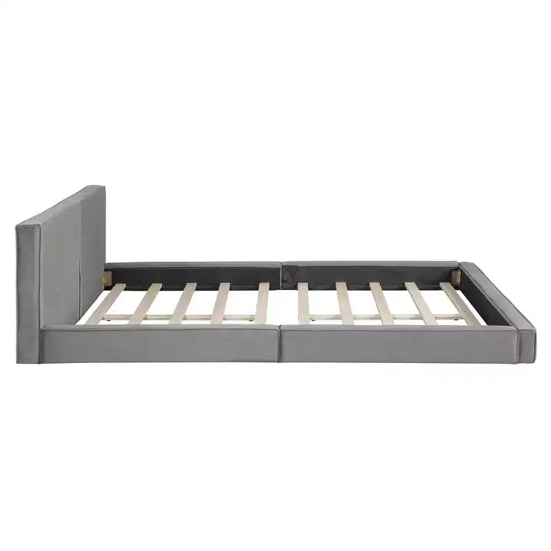 Lit Plateforme Queen Size en Velours Whisen avec Base Rembourrée et Cadre Solide, Montage Facile