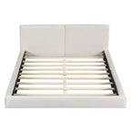 Lit Plateforme Queen Size en Velours Whisen avec Base Rembourrée et Cadre Solide, Montage Facile