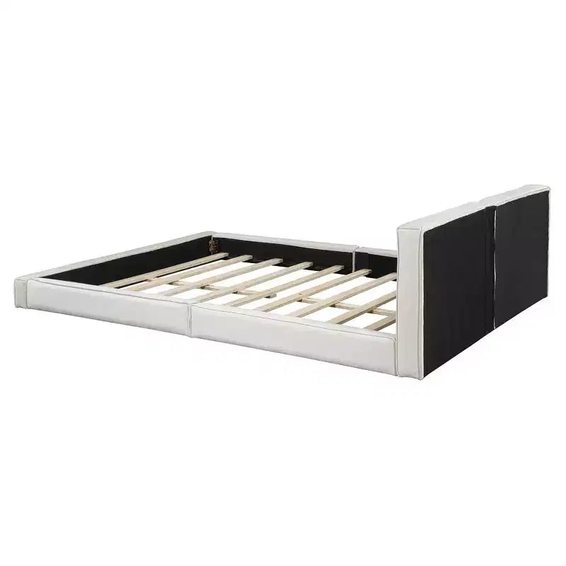 Lit Plateforme Queen Size en Velours Whisen avec Base Rembourrée et Cadre Solide, Montage Facile