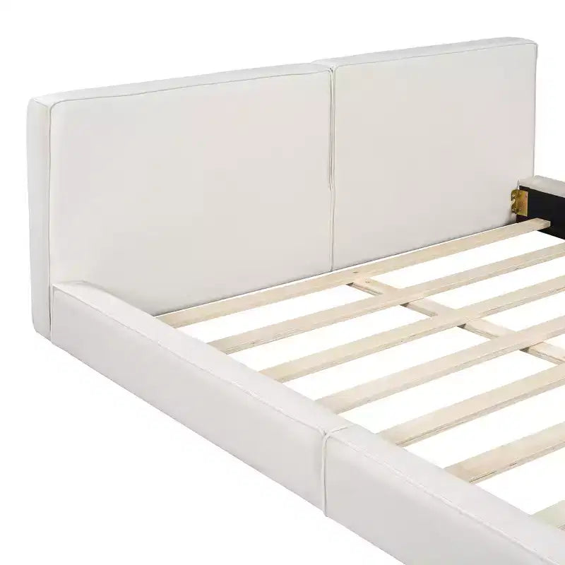 Lit Plateforme Queen Size en Velours Whisen avec Base Rembourrée et Cadre Solide, Montage Facile