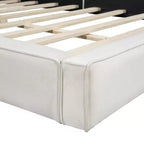 Lit Plateforme Queen Size en Velours Whisen avec Base Rembourrée et Cadre Solide, Montage Facile