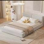 Whisen Queen Size Velvet Platform Bed with Upholstered Grounded Bed with Solid Frame, Easy Assembly