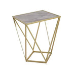 Table d'appoint Homy Casa avec cadre en fer géométrique et plateau imitation marbre, doré