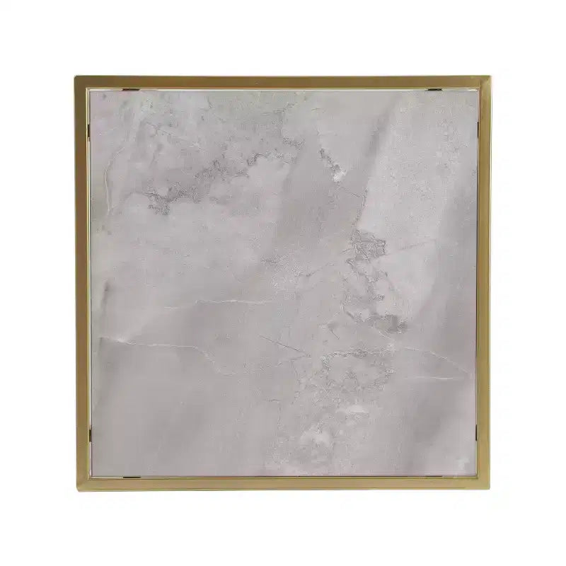 Table d'appoint Homy Casa avec cadre en fer géométrique et plateau imitation marbre, doré