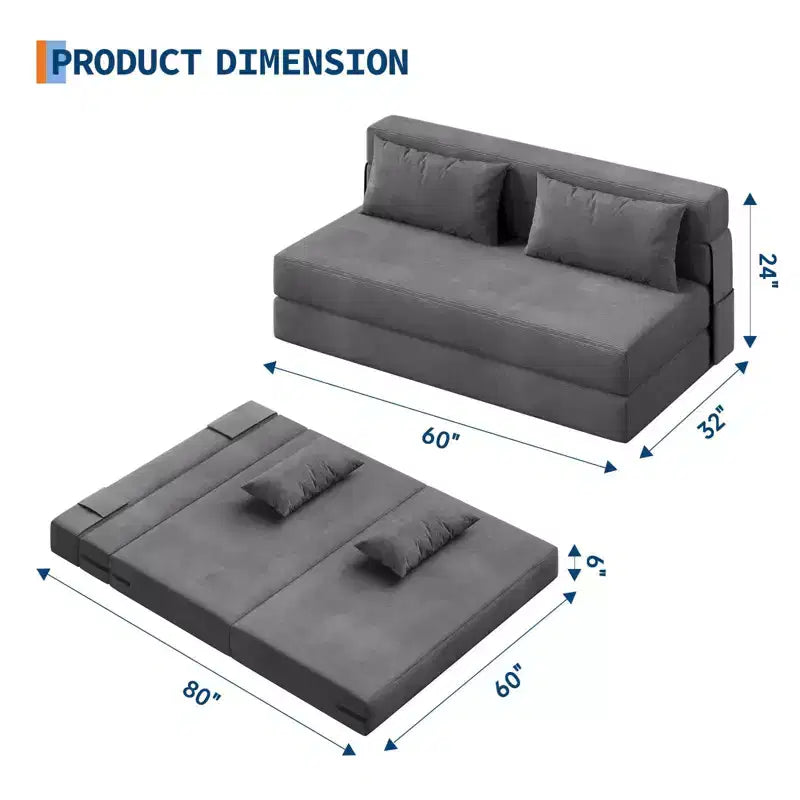 Canapé-lit pliant et fauteuil convertible 4 en 1, causeuse en velours côtelé avec oreiller pour salon, chambre ou chambre d'amis, gris foncé