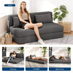Canapé-lit pliant et fauteuil convertible 4 en 1, causeuse en velours côtelé avec oreiller pour salon, chambre ou chambre d'amis, gris foncé