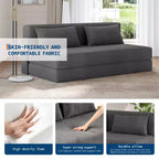 Canapé-lit pliant et fauteuil convertible 4 en 1, causeuse en velours côtelé avec oreiller pour salon, chambre ou chambre d'amis, gris foncé