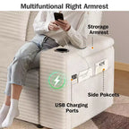 Canapé-Lit Dyonery Sale 3 Modes avec Rangement et Ports de Charge - Assemblage Sans Outil, Dossier Réglable pour Petits Espaces/Appartements/Dortoirs