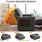 Canapé-Lit Dyonery Sale 3 Modes avec Rangement et Ports de Charge - Assemblage Sans Outil, Dossier Réglable pour Petits Espaces/Appartements/Dortoirs