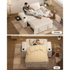 Canapé-Lit Dyonery Sale 3 Modes avec Rangement et Ports de Charge - Assemblage Sans Outil, Dossier Réglable pour Petits Espaces/Appartements/Dortoirs