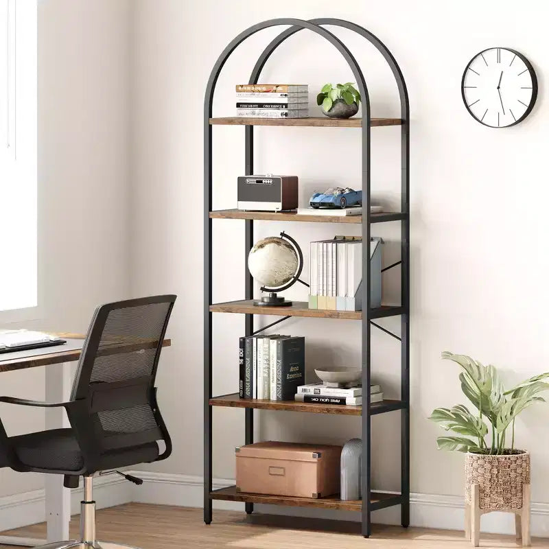 Étagère bibliothèque de 1,80 m de haut à 5 niveaux, étagère haute pour CD/livres, organiseur de rangement pour bureau à domicile, étagère moderne pour chambre et salon