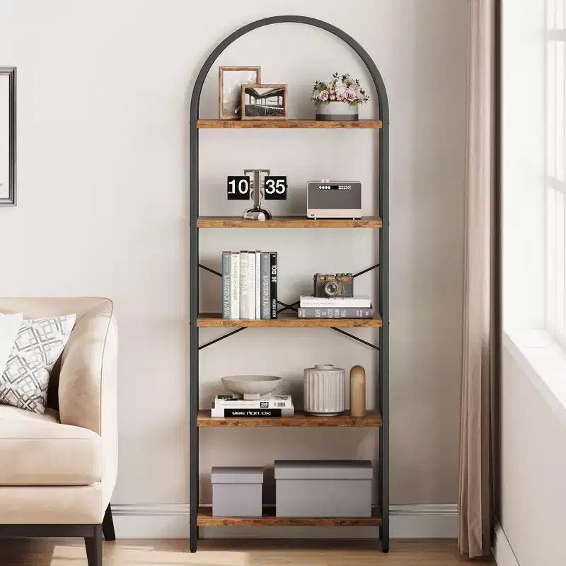 Étagère bibliothèque de 1,80 m de haut à 5 niveaux, étagère haute pour CD/livres, organiseur de rangement pour bureau à domicile, étagère moderne pour chambre et salon