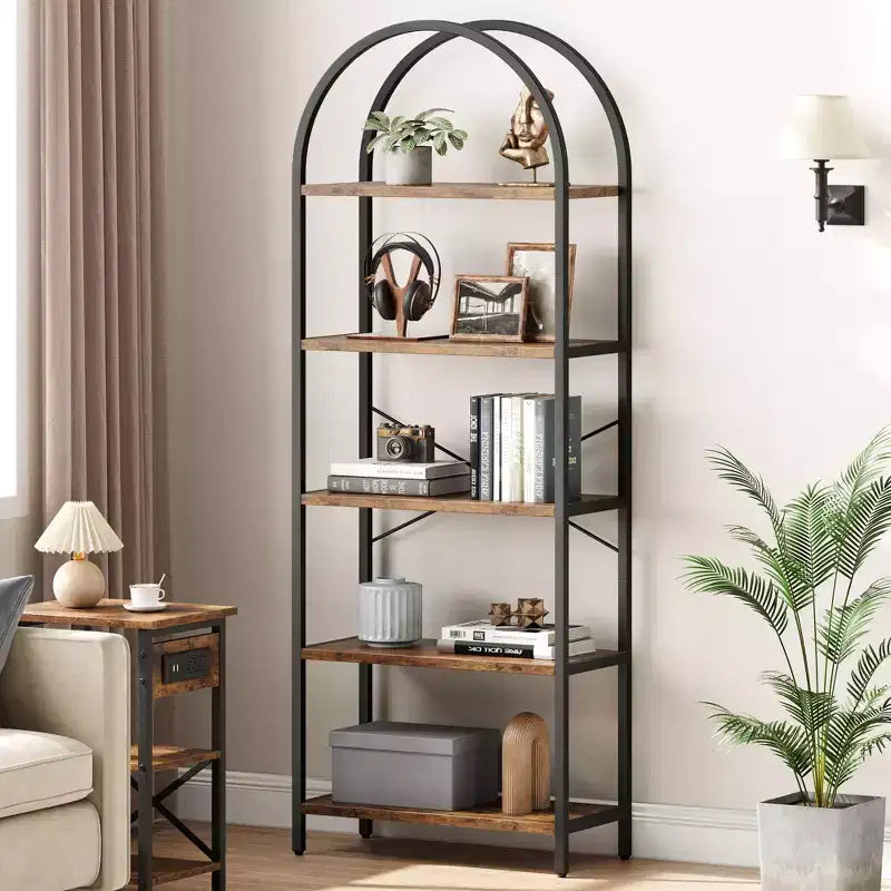 Étagère bibliothèque de 1,80 m de haut à 5 niveaux, étagère haute pour CD/livres, organiseur de rangement pour bureau à domicile, étagère moderne pour chambre et salon