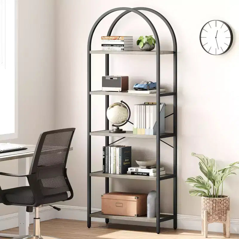 Étagère bibliothèque de 1,80 m de haut à 5 niveaux, étagère haute pour CD/livres, organiseur de rangement pour bureau à domicile, étagère moderne pour chambre et salon
