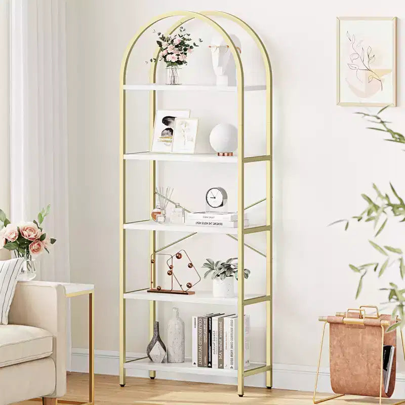Étagère bibliothèque de 1,80 m de haut à 5 niveaux, étagère haute pour CD/livres, organiseur de rangement pour bureau à domicile, étagère moderne pour chambre et salon