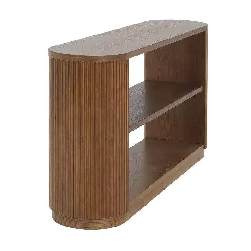Table console moderne étroite Okak avec design à coins arrondis, table d'entrée multifonctionnelle, table d'appoint pour entrée, salon