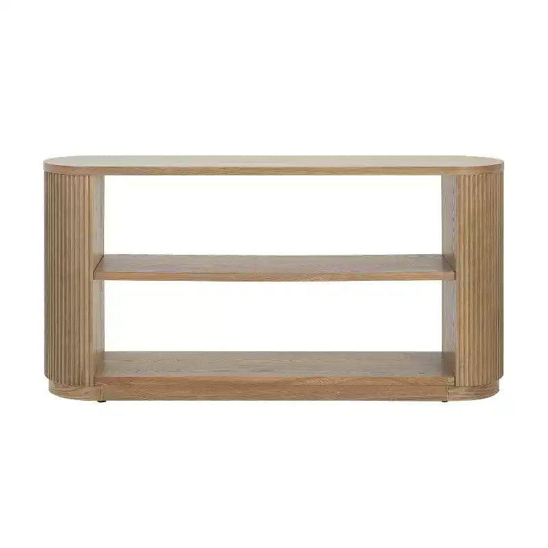 Table console moderne étroite Okak avec design à coins arrondis, table d'entrée multifonctionnelle, table d'appoint pour entrée, salon