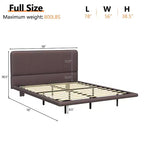 Cadre de lit flottant Okak Queen/Full avec tête de lit en cuir PU et éclairage LED, lit plateforme moderne sans sommier tapissier requis