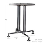 Pieds de table style tuyau à hauteur de bar Pipe Decor Black Jack