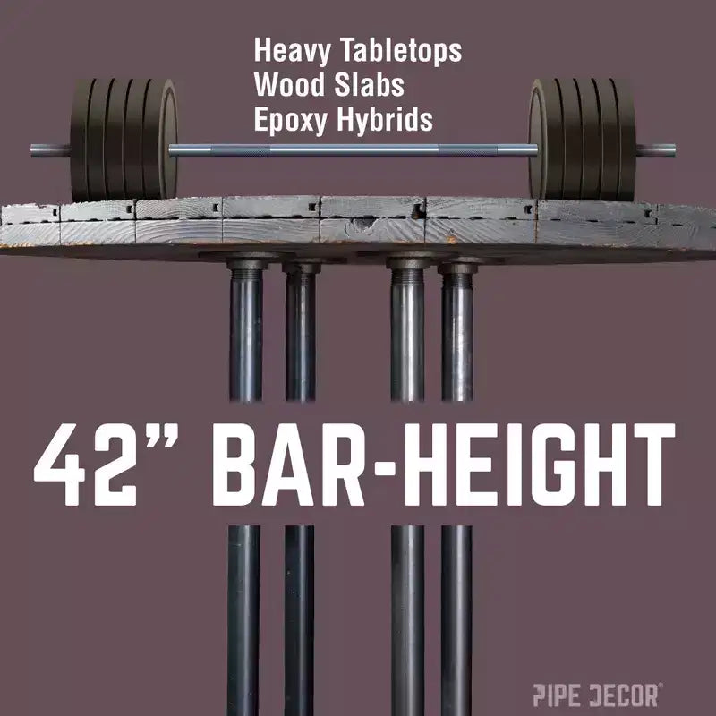Pieds de table style tuyau à hauteur de bar Pipe Decor Black Jack